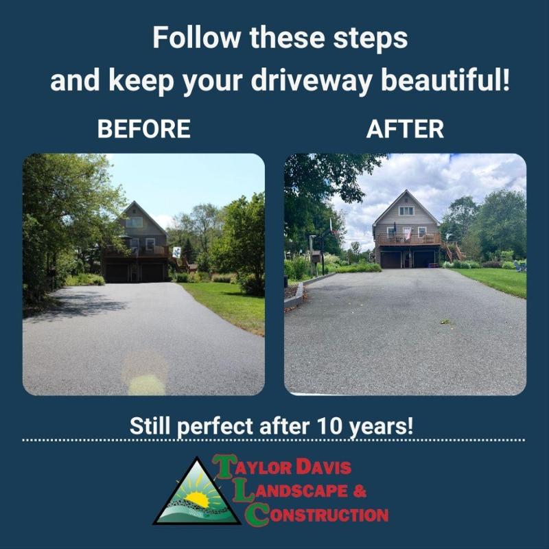 before and after photo of driveway after ten years